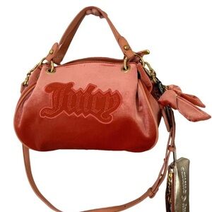 GORGEOUS UK EXCLUSIVE ORANGE VELOUR Diamanté DUMP BAG WITH ORANGE BOW